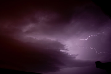 dramatic cloud view from the storm with flash