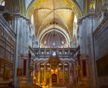 Jerusalem, Palestine, Israel-August 14, 2015: Church of the Holy Sepulchre. Old town.