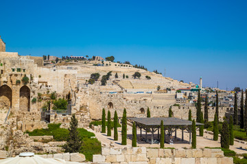 Fototapeta na wymiar Jerusalem, Palestine, Israel-August 14, 2015-Temple mount in the Old city.