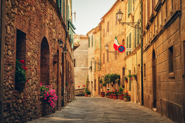 Picturesque view of small old street, imahe taken in Tuscany, Italy