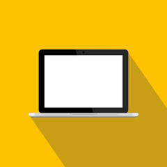 Laptop isolated on background. Computer notebook, pc icon. Mobile device. Vector flat design