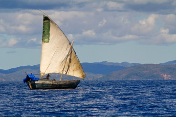 Fototapeta na wymiar Malagasy traditional boat, Nosy Be island, Madagascar