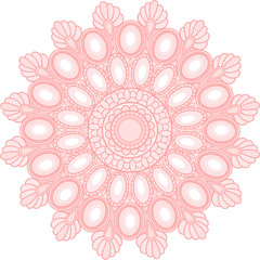 pink peacock gems mandala decoration for web design, festivals,posters,printing,holidays,coffee shops menu,donuts packaging