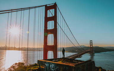 golden gate bridge in san francisco person traveller