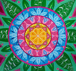Painting, mandala, bright colors