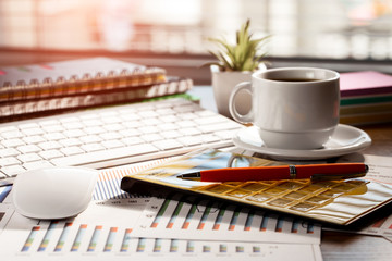 Accounting. Items for doing business in the office in the composition.