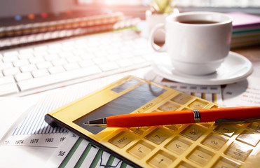 Accounting. Items for doing business in the office in the composition.