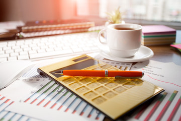 Accounting. Items for doing business in the office in the composition.