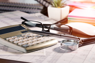 Accounting. Items for doing business in the office in the composition.