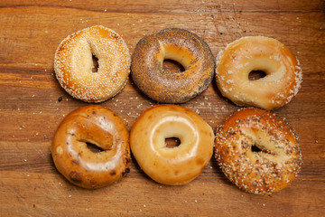 variety of six bagels