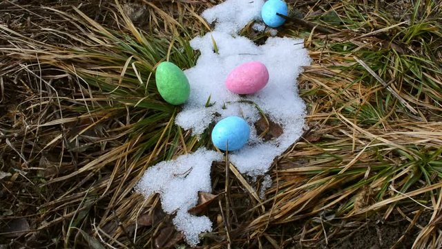 Easter eggs in the snow