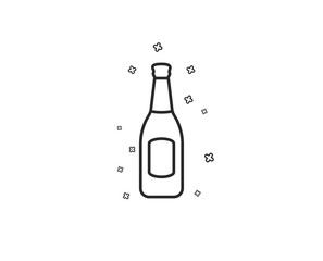 Beer bottle line icon. Pub Craft beer sign. Brewery beverage symbol. Geometric shapes. Random cross elements. Linear Beer icon design. Vector