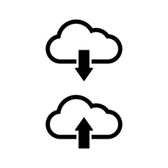 Cloud download icons on white background. Vector