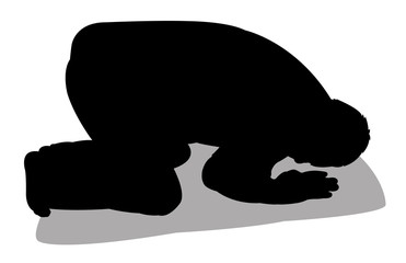 a muslim man praying silhouette vector