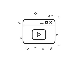 Browser Window line icon. Video content sign. Internet page symbol. Geometric shapes. Random cross elements. Linear Video content icon design. Vector