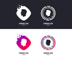 Logotype concept. Talk or speak icon. Loud noise symbol. Human talking sign. Logo design. Colorful buttons with icons. Vector
