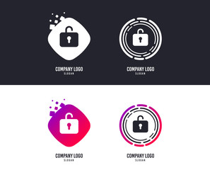 Logotype concept. Lock sign icon. Login symbol. Logo design. Colorful buttons with icons. Vector