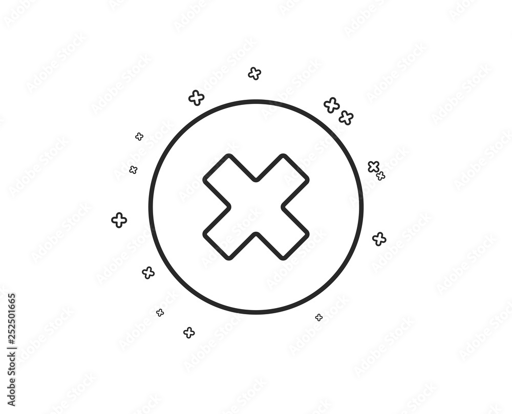 Poster delete line icon. remove sign. cancel or close symbol. geometric shapes. random cross elements. line