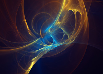 Obraz premium glowing orange blue curved lines over dark Abstract Background space universe. Illustration