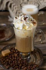Hot Vienna coffee with whipped cream