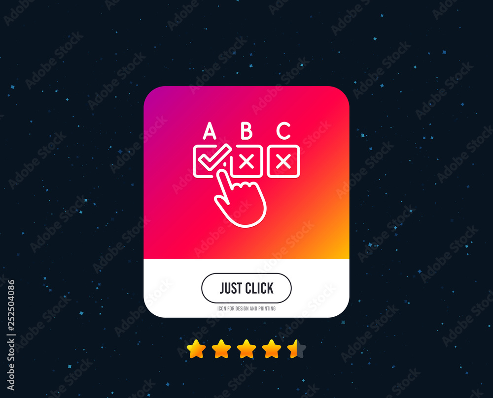 Poster correct checkbox line icon. select answer sign. business test symbol. web or internet line icon desi
