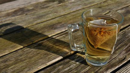 Sun and shadow on a table.