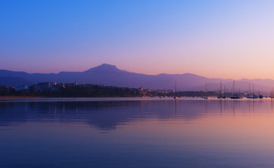 Hendaia beach at sunset, France