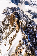 Snowy mountains Chamonix, Mont Blanc, Haute-Savoie, Alps, France
