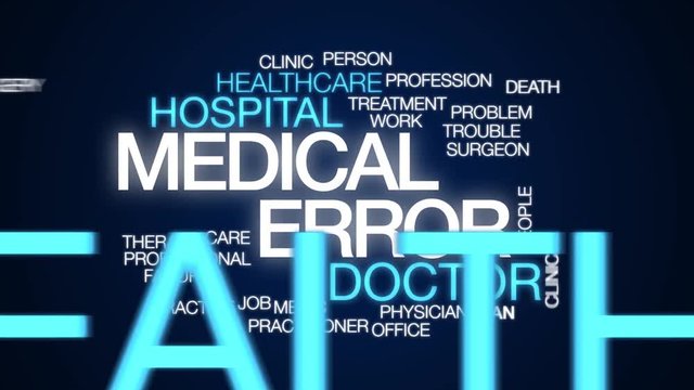 Medical error animated word cloud. Kinetic typography.
