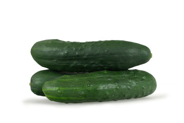 Fresh cucumbers isolated on white background