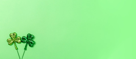 Saint Patricks Day ornaments with copy space