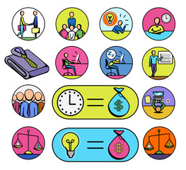 Business, work and money editable vectors (14 icons)