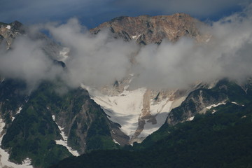 白馬大橋からの白馬三山　杓子岳