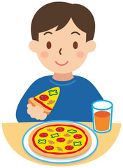 ピザを食べる男性