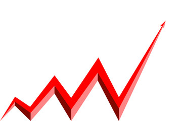 red arrow graph goes up white background