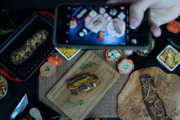 Obraz na płótnie Canvas food on the table in telephone