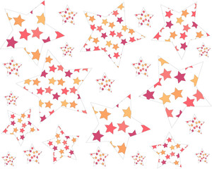 set of large and small colored stars randomly placed on a white background