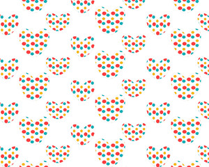 a set of hearts symmetrical image, in the hearts of small colored details