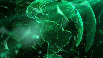 Digital green planet of Earth.