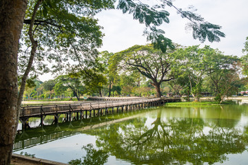 Fototapeta na wymiar Parque repleto de plantas em Yangon, Myanmar.