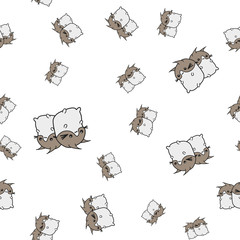 Seamless pattern of cartoon bunnies denoting zodiac signs.