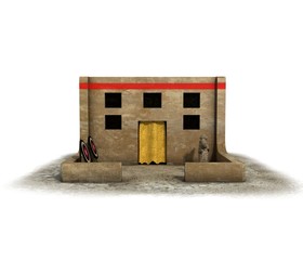 ancient house, medieval building, 3d visualization, illustration