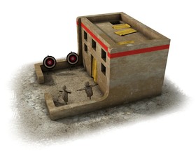 ancient house, medieval building, 3d visualization, illustration