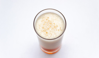 beer glass isolated on white background, top view.
