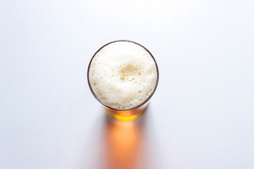 beer glass isolated on white background, top view.