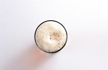 beer glass isolated on white background, top view.