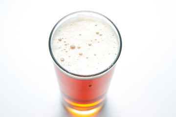 beer glass isolated on white background, top view.