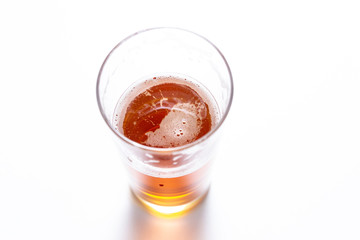 beer glass isolated on white background, top view.