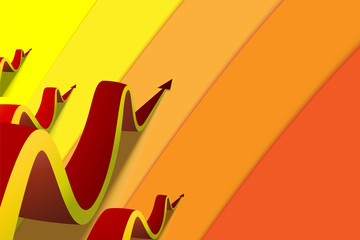 Four red wavy arrows creep along colored tracks