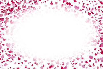 a lot of red hearts inside bubbles on a pink background soap bubble